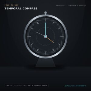 Concept illustration of the Temporal Compass, an Anachron design study. Not a photo of a manufactured product.