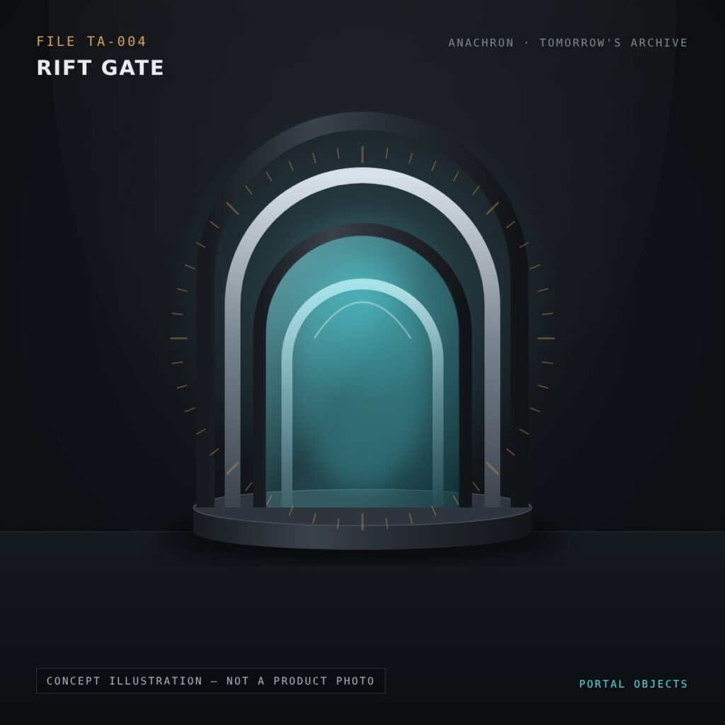 Concept illustration of the Rift Gate, an Anachron design study. Not a photo of a manufactured product.