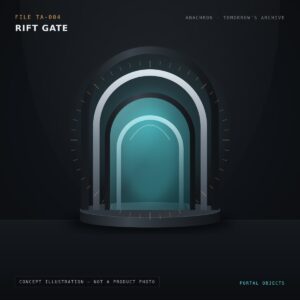 Concept illustration of the Rift Gate, an Anachron design study. Not a photo of a manufactured product.