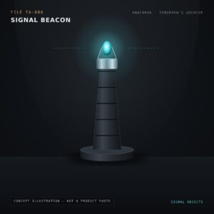 Concept illustration of the Signal Beacon, an Anachron design study. Not a photo of a manufactured product.