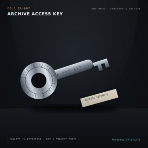 Concept illustration of the Archive Access Key, an Anachron design study. Not a photo of a manufactured product.
