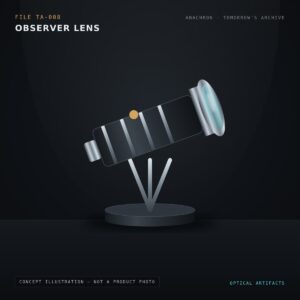 Concept illustration of the Observer Lens, an Anachron design study. Not a photo of a manufactured product.
