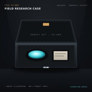 Concept illustration of the Field Research Case, an Anachron design study. Not a photo of a manufactured product.