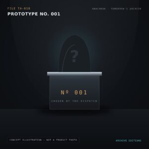 Concept illustration of the Prototype No. 001, an Anachron design study. Not a photo of a manufactured product.